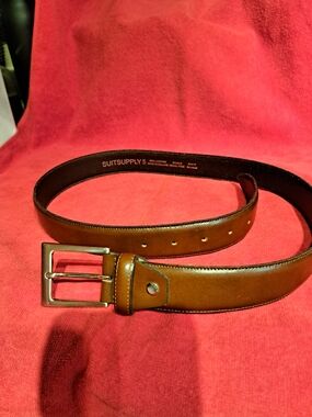 Suitsupply Tan Leather Men's Belt with Silver Buckle